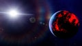 Super-earth planet, realistic exoplanet, planet suitable for colonization, earth-like planet in far space, planets background 3d r