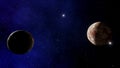 Super-earth planet, realistic exoplanet, planet suitable for colonization, earth-like planet in far space, planets background 3d r