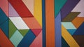 Abstract arrangement of colorful geometric shapes