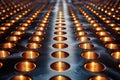 Rows of Glowing Lights in Metal Holders: Abstract Background Royalty Free Stock Photo