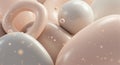 Abstract arrangement of smooth, rounded shapes in soft beige and gray tones.