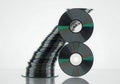 Abstract arrangement of stacked compact discs representing data storage media Royalty Free Stock Photo