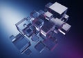 Abstract arrangement of translucent, angular cubes floating Royalty Free Stock Photo