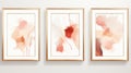 Abstract Arrangements Frames Textures Posters Terracotta Blush Pink Ivory Beige Watercolor Illustration and Gold Element AI