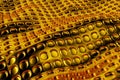 Abstract array of shinny gold polygons. 3d render