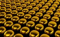 Abstract array of shinny gold polygons. 3d render