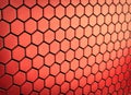 Abstract array of shinny red polygons. 3d render