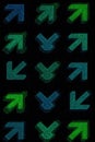 Abstract arrow pattern background in vibrant blues and greens with subtle glow effects An abstract, seamless Royalty Free Stock Photo