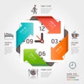 Abstract arrow work time management infographics.