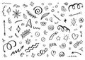 Abstract arrows, ribbons and other elements in hand drawn style for concept design. Doodle illustration. Vector template Royalty Free Stock Photo