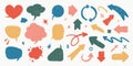 Abstract arrows and Speech bubbles set. Various doodle arrows and talk balloons with grunge texture. Hand-drawn abstract