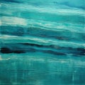 Abstract Art With Aqua And Green Water In Thick Paint Layers