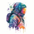 Abstract art of astronaut in spacesuit watercolor painting isolated background.