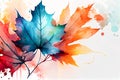 Abstract art autumn background with watercolor maple. Generative AI, Generative, AI Royalty Free Stock Photo