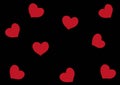 Abstract art background black color with red heart shape for Valentine`s day. Pattern with love symbol Royalty Free Stock Photo