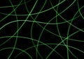 Abstract art background black color with wavy neon green lines. Backdrop with curve fluid ribbon Royalty Free Stock Photo