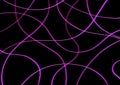 Abstract art background black color with wavy neon purple lines. Backdrop with curve fluid lilac ribbon. Wave pattern Royalty Free Stock Photo