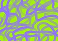 Abstract art background bright green color with wavy swirl purple lines. Backdrop with violet ribbon. Wave pattern