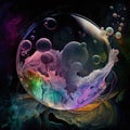 Abstract art background with colourful bubbles and splashes as alcohol ink.