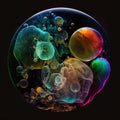 Abstract art background with colourful bubbles and splashes as alcohol ink. Royalty Free Stock Photo
