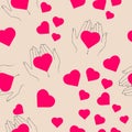 Happy Valentine`s day background. illustration - women`s hands hold the heart. Royalty Free Stock Photo