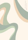 Abstract art background with geometric pattern vector. Curve and wavy elements with Japanese banner design in vintage style