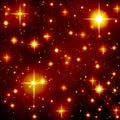 Bright gold stars on black background, yellow, red, shining, glitter, scattering stars, night, holiday, beautiful, glow, light Royalty Free Stock Photo