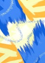 Abstract kaos, digital painting in blue and yellow