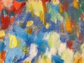 Abstract art background with vibrant colors. Watercolor painting with blue, red and yellow brush strokes Royalty Free Stock Photo