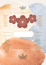 Abstract art background with watercolor texture vector. Japanese wave pattern and cherry blossom flower with brush stroke template Royalty Free Stock Photo