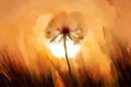 Abstract art, beautiful flowers in sunset backgrounds, watercolours, Created using generative Ai