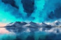 Abstract art, beautiful landscapes, watercolours, sketch art material backdrop,Created using generative Ai