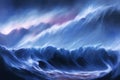 Abstract art, beautiful sea waves, giant waves, oil paint on canvas, Created using generative Ai Royalty Free Stock Photo