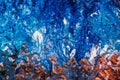 Abstract art blue brown acrylic paint sandy beach