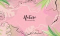 Abstract art botanical pink background vector