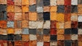 Abstract Art Collage: Dark Orange And Beige Patchwork Painting Royalty Free Stock Photo
