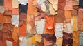 Abstract Art Collage: Earthy Palette With Ripped Lycra And Sticky Notes