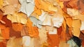 Abstract Art Collage: Orange And Brown Painted Pieces With Impasto Texture Royalty Free Stock Photo