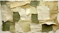 Abstract Art Collage: Ripped Silk Pieces In Khaki Colors