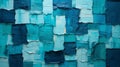 Abstract Art Collage: Woven Color Planes With Teal And Blue Paint Pieces