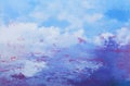 Colored background with grunge texture, sky, sea, oil on canvas, sketch art material backdrop. Created using generative Ai Royalty Free Stock Photo