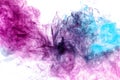 Abstract art colored blue and pink smoke on black isolated background. Royalty Free Stock Photo