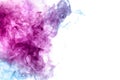 Abstract art colored blue and pink smoke on black isolated background. Royalty Free Stock Photo