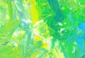 Abstract art colorful background. Hand drawn oil painting. Green, blue, yellow, white textured brush strokes of paint on paper Royalty Free Stock Photo