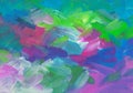 Abstract art colorful background painting. Green, blue, pink, purple, turquoise, white brush strokes on paper texture Royalty Free Stock Photo