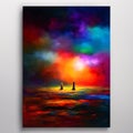 Abstract art. Colorful painting art of a cyborg praying and worshiping. Christian worship and praise . Generative AI. Royalty Free Stock Photo