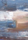 Abstract art colorful rough background. Hand drawn calm oil painting. Blue, brown, white textured brush strokes