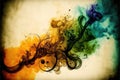 Abstract art in colorful watercolor with smoke isolated on vintage background. Royalty Free Stock Photo