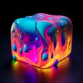 abstract art ,cube, chaotic shape, iridescent neon vivid colors, abstract contemporary modern art,holographic surrealism