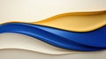 Abstract Art: A 3D rendering of overlapping curved shapes in blue, gold, and white. Royalty Free Stock Photo